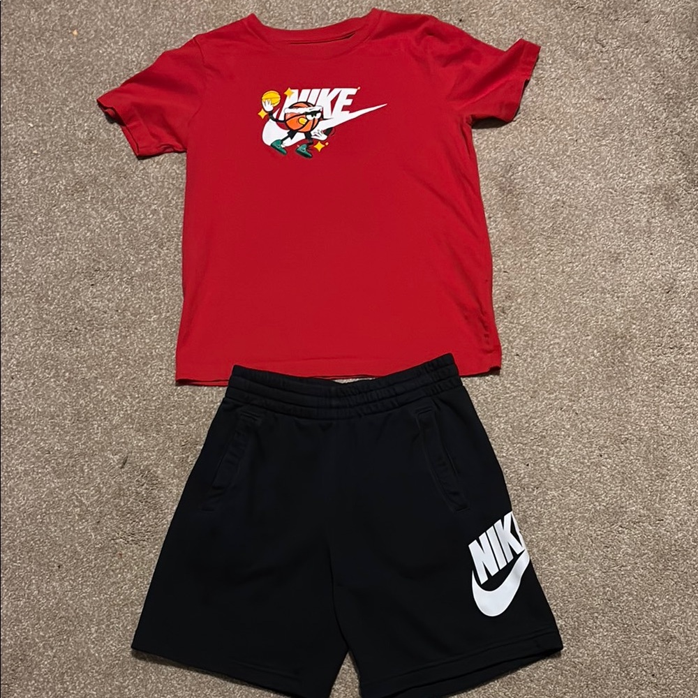 Nike Red T-Shirt and Black Shorts Set